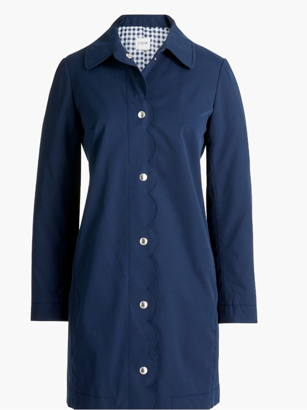 J. Crew Navy Scallop-Front Trench Coat